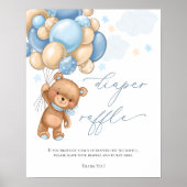 Teddy Bear Balloons Kinderdusche Windelwindeln Poster (Vorne)