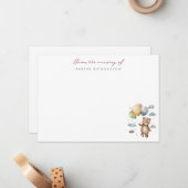 Teddy Bear & Balloons Kinderzimmer Blue Vielen Dan Mitteilungskarte (Vorderseite/Rückseite Beispiel)