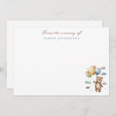 Teddy Bear & Balloons Kinderzimmer Blue Vielen Dan Mitteilungskarte (Vorne/Hinten)