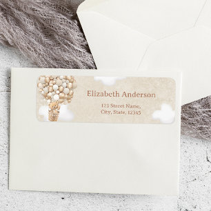 Teddy Bear Balloons Neutral Baby Shower Label