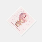Teddy Bear Balloons Pastel Pink Baby's Birthday Serviette (Ecke)