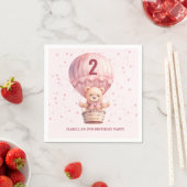 Teddy Bear Balloons Pastel Pink Baby's Birthday Serviette (Beispiel)
