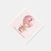 Teddy Bear Balloons Pastel Pink Baby's Birthday Serviette (Ecke)