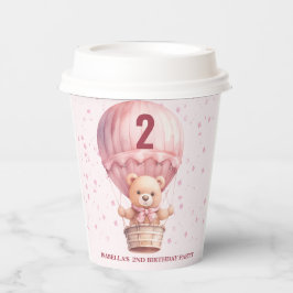 Teddy Bear Balloons Pink Birthday Paper Cups Pappbecher
