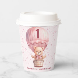 Teddy Bear Balloons Pink Birthday Paper Cups Pappbecher