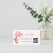 Teddy Bear Balloons Pink QR Code Registrierung Begleitkarte (Stehend Vorderseite)