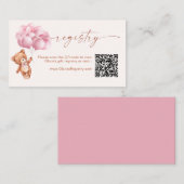 Teddy Bear Balloons Pink QR Code Registrierung Begleitkarte (Vorne/Hinten)