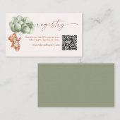 Teddy Bear Balloons Sage Green QR Code Begleitkarte (Vorne/Hinten)