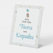 Teddy Bear Balloons Sweet Blue Baby Shower Favorit Sockelschild (Vorderseite)