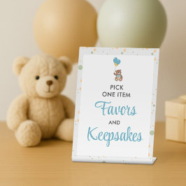 Teddy Bear Balloons Sweet Blue Baby Shower Favorit Sockelschild