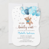 Teddy Bear Bear Bearly Wait Baby Shower Einladung (Vorderseite)