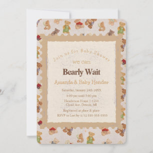 Teddy Bear Bear Bearly Wait Baby Shower Einladung