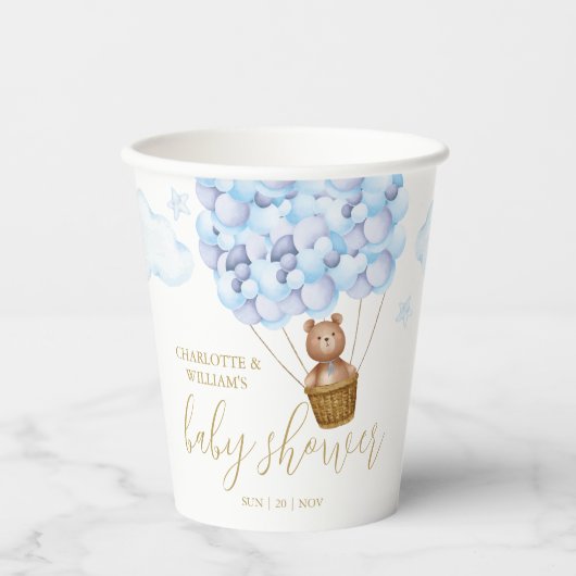 Teddy Bear Bear Bearly Wait Blue Boy Baby Dusche Pappbecher (Vorderseite)