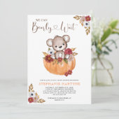 Teddy Bear Bear Bearly Wait Fall Baby Dusche Einladung (Stehend Vorderseite)