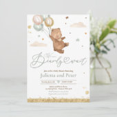 Teddy Bear Bear Bearly Wait Gender Neutral Baby Sh Einladung (Stehend Vorderseite)
