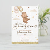 Teddy Bear Bear Bearly Wait Gender Neutral Baby Sh Einladung (Stehend Vorderseite)