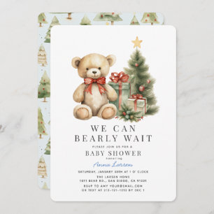 Teddy Bear Bear Bearly Wait Holiday Boy Baby Dusch Einladung