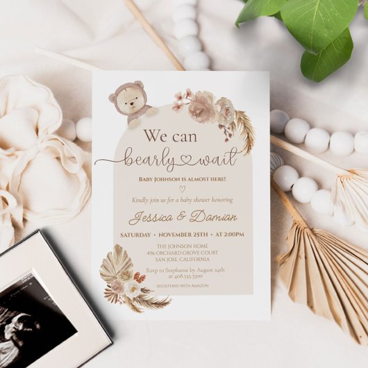 Teddy Bear Bear Brearly Wait Baby Shower Einladung