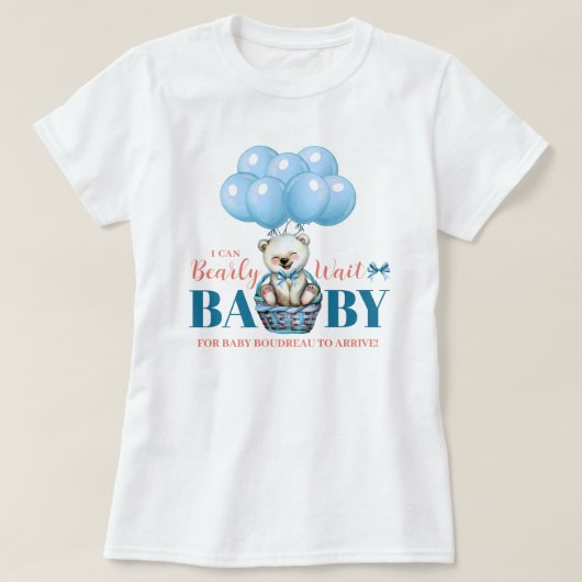 Teddy Bear Bearly There Blue Baby Dusche T-Shirt (Design vorne)