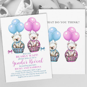 Teddy Bear Bearly There Gender Reveal Baby Einladung