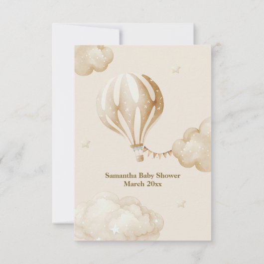 Teddy Bear Bearly Wait Air Ballon Babydusche Dankeskarte (Rückseite)