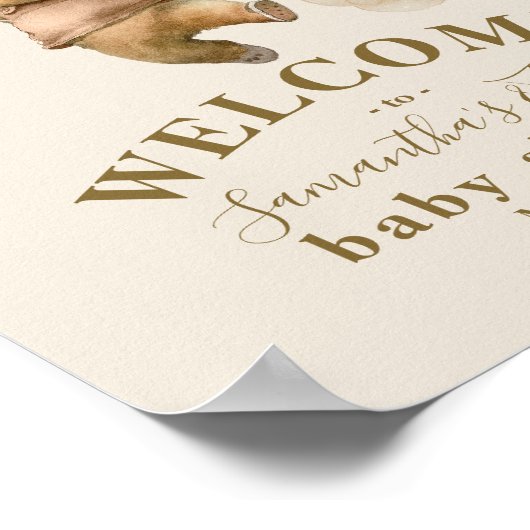 Teddy Bear Bearly Wait Air Ballon Babydusche Poster (Ecke)