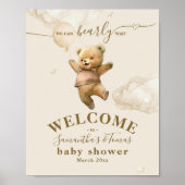 Teddy Bear Bearly Wait Air Ballon Babydusche Poster (Vorne)