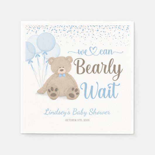 Teddy Bear Bearly Wait Confetti Boy Baby Dusche Serviette (Vorderseite)
