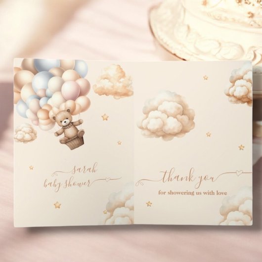 Teddy Bear Bearly Wait Gender Neutral Balloons Dankeskarte