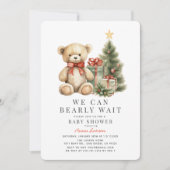 Teddy Bear Bearly Wait Holiday Baby Shower Einladung (Vorderseite)