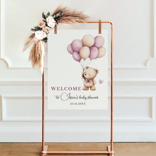 Teddy Bear Bearly Wait Violet Beige Ballon Poster