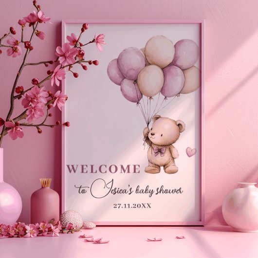 Teddy Bear Bearly Wait Violet Beige Ballon Poster