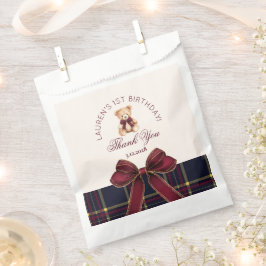 Teddy Bear Beary 1. Geburtstag Bow Kariert Vielen  Geschenktütchen