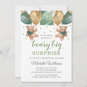 Teddy Bear Beary Big Surprise Twins Gender Reveal Einladung