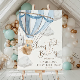 Teddy Bear Beary Erstgeburtstag Begrüßungszeichen Poster