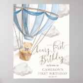 Teddy Bear Beary Erstgeburtstag Begrüßungszeichen Poster (Vorne)