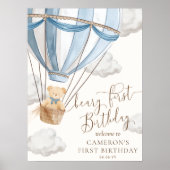 Teddy Bear Beary Erstgeburtstag Begrüßungszeichen Poster (Vorne)