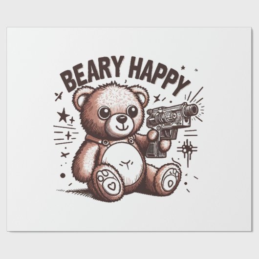 Teddy Bear Beary Happy Geschenkpapier (Flach)