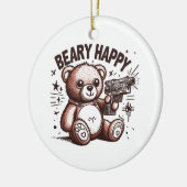 Teddy Bear Beary Happy Keramik Ornament (Links)
