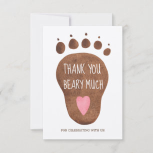 Teddy Bear Beary Much Baby Dusche Danke Karte