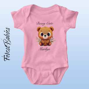 Teddy Bear 🐻 Beary Niedlich Whimsical Cartoon Gra Baby Strampler