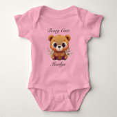 Teddy Bear Beary Niedlich Whimsical Cartoon Graphi Baby Strampler (Vorderseite)