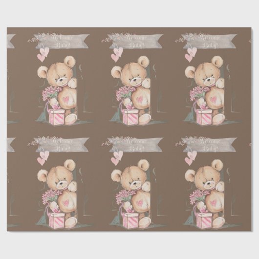 Teddy Bear Begrüßungsbaby Geschenkpapier (Flach)