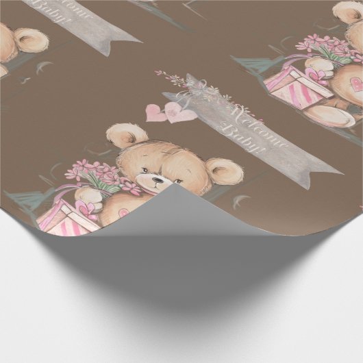 Teddy Bear Begrüßungsbaby Geschenkpapier (Ecke)