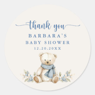 Teddy Bear Beige Babydusche Danke Runder Aufkleber