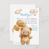 Teddy Bear Beige Balloon Dankeskarte (Vorne/Hinten)