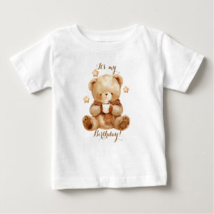 Teddy Bear Beige Balloon Geburtstag Baby T-shirt