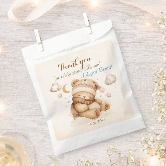 Teddy Bear Beige Balloon Geburtstag Geschenktütchen (Ausgeschnitten)