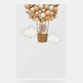 Teddy Bear, Beige Balloons, Babydusche Willkommen Acrylschild (Vorderseite)