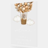 Teddy Bear, Beige Balloons, Babydusche Willkommen Acrylschild (Winkel)